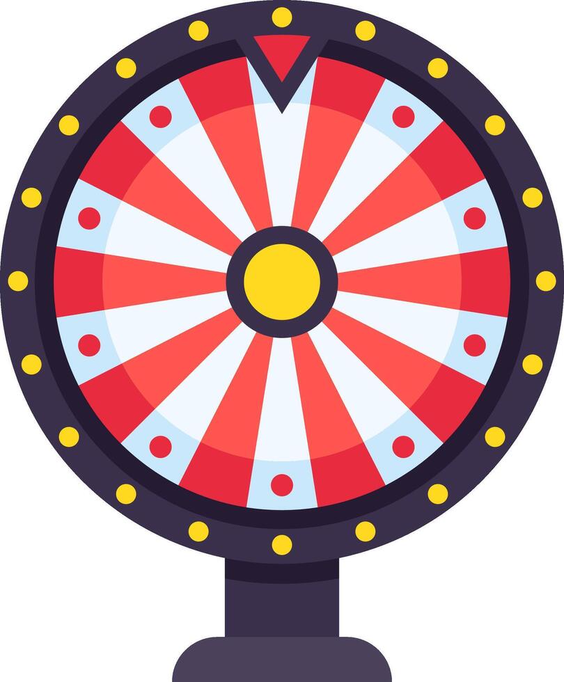 Colorful wheel of fortune spinning and offering amazing prizes, gambling and risk concept, illustration in flat style isolated on white background vector
