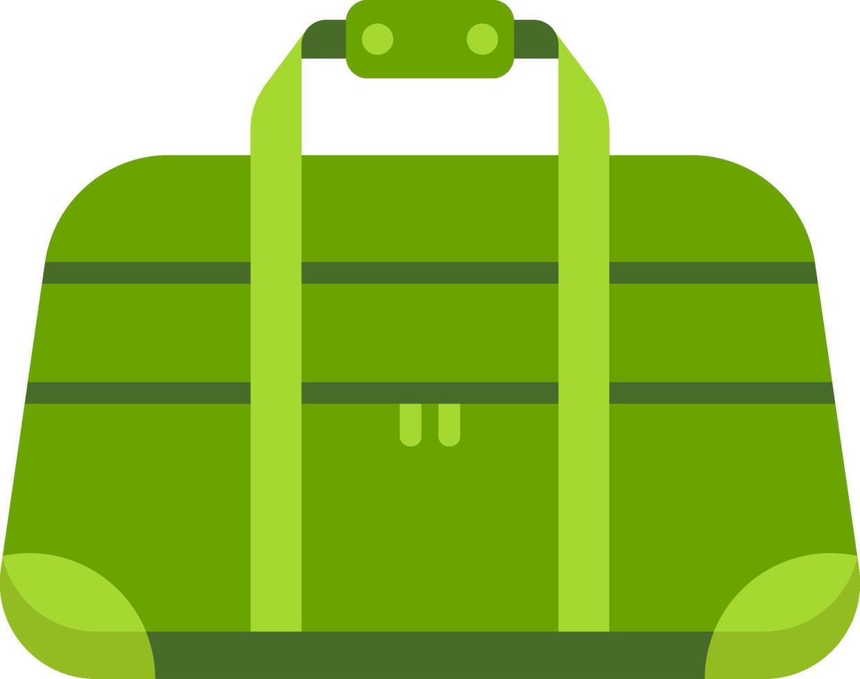 Green travel bag featuring a sturdy handle and convenient zipper closure, perfect for carrying belongings on trips and adventures while ensuring easy packing and storage vector