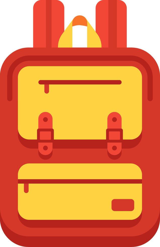 Backpack with adjustable straps, zippered pockets and buckles, ideal for travel, hiking, camping or everyday use, featuring a vibrant color scheme vector