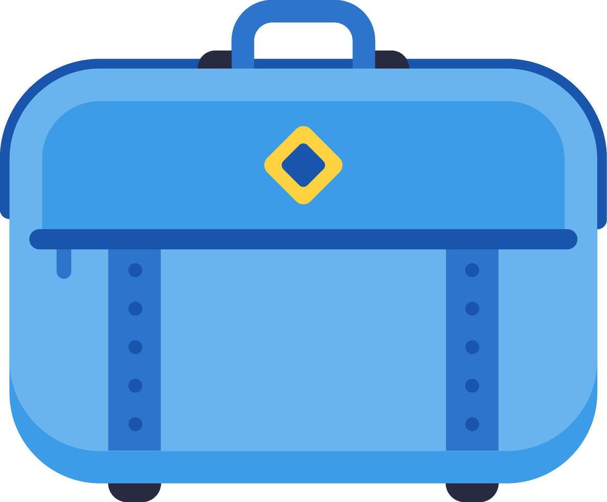 Modern blue suitcase with handle and wheels, symbolizing travel, tourism, and vacation adventures, ideal for travel and tourism related projects vector