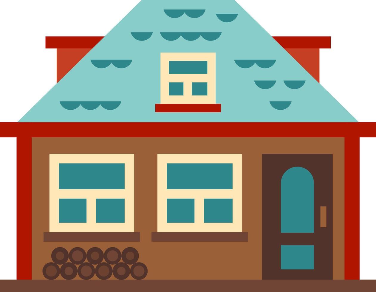 Charming suburban house featuring a cozy tiled roof and stacked firewood, embodying the warmth of family life and ideal for illustrating concepts of housing and real estate vector
