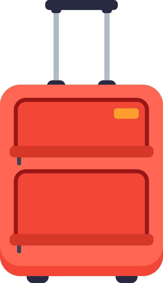 Red trolley luggage with retractable handle and wheels, ideal for vacations, business trips, or weekend getaways, symbolizing travel, packing, and wanderlust vector