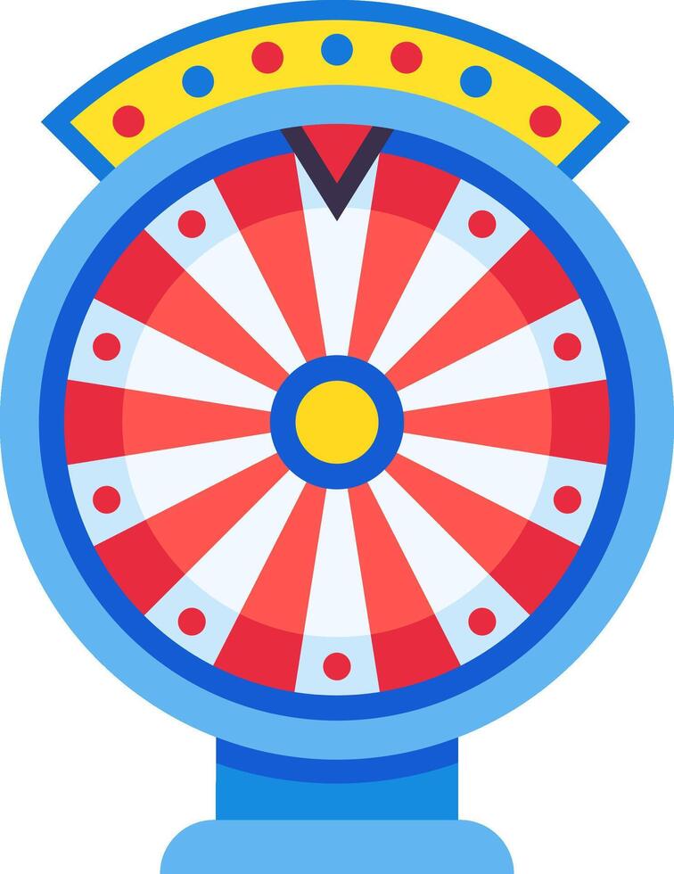 Wheel of fortune spinning, offering exciting opportunities for winning prizes and experiencing the thrill of chance in games, amusement parks, and casinos vector