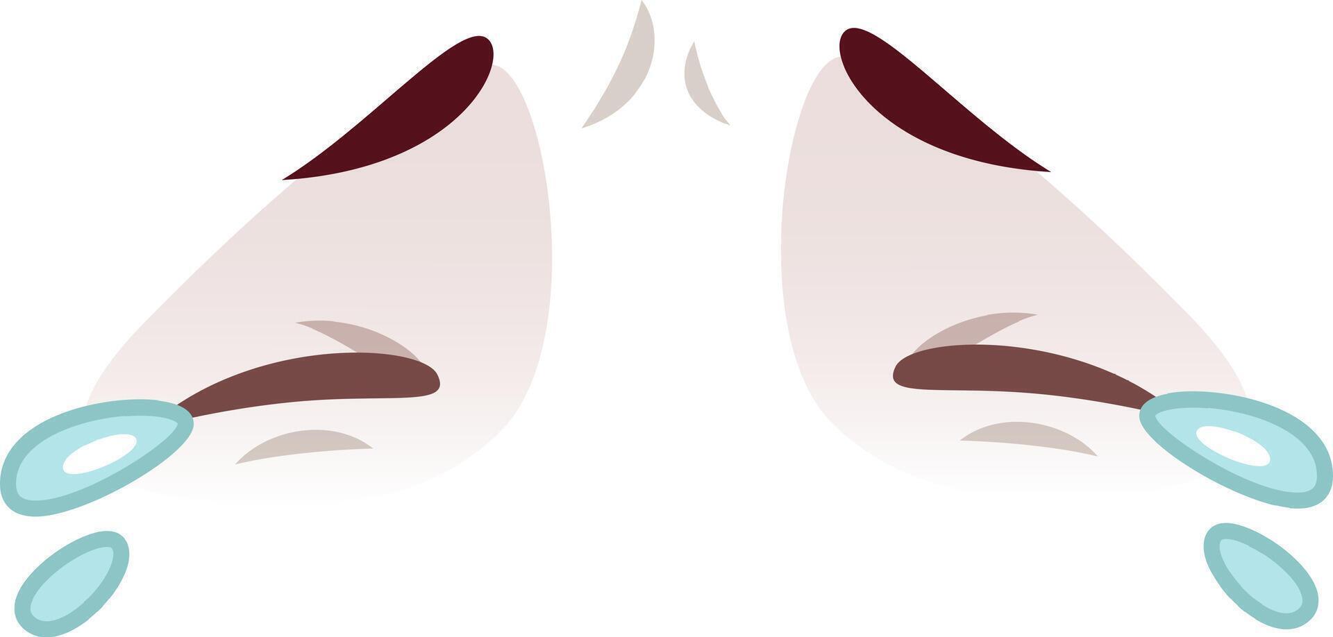 Pair of eyes with lowered eyelids and tears falling, conveying sadness, grief, pain, and sorrow, expressing negative emotions through visual representation vector