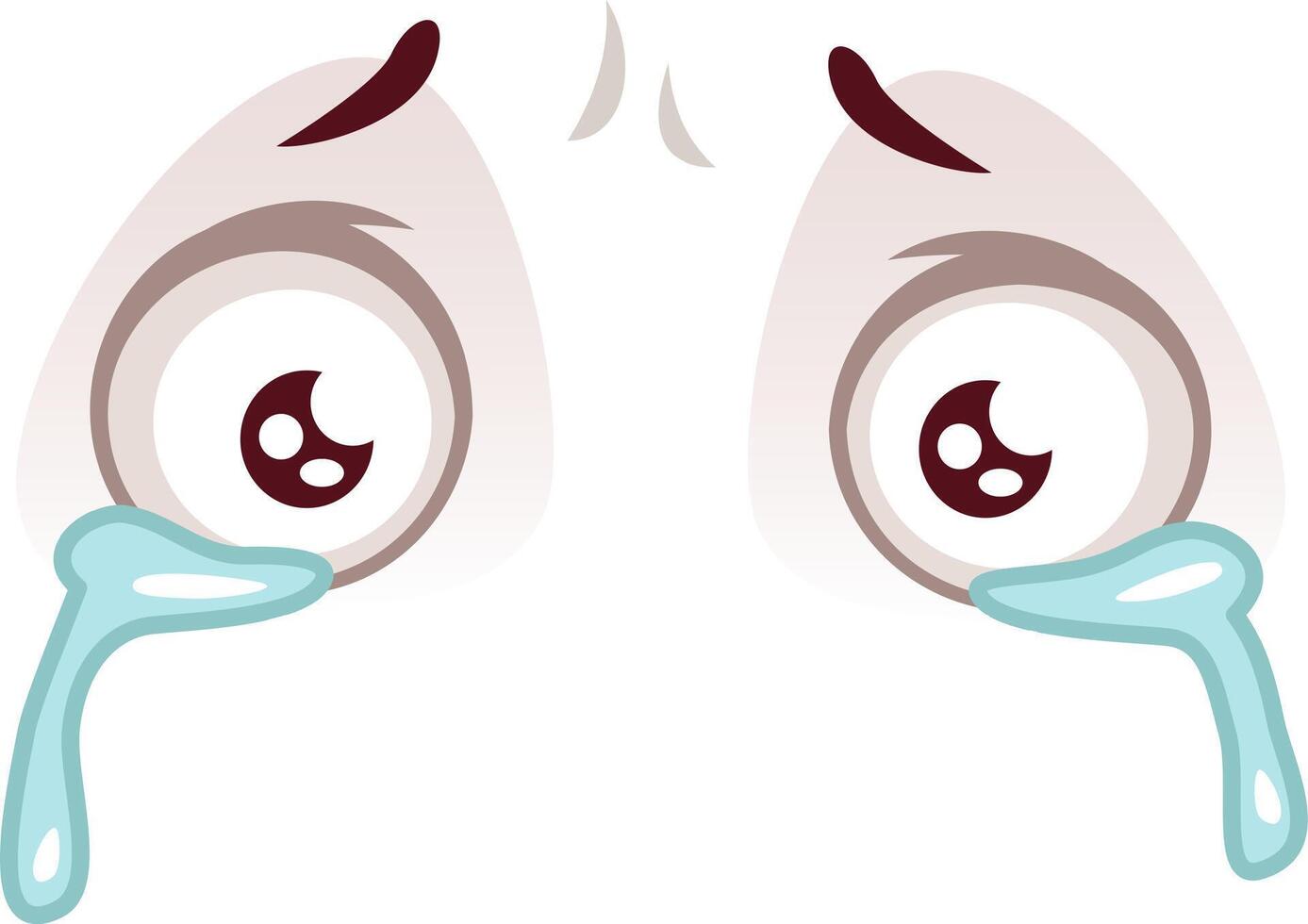 Expressive cartoon eyes with tears streaming down, conveying intense emotions. The exaggerated features highlight feelings of sadness or overwhelming joy in a playful style vector