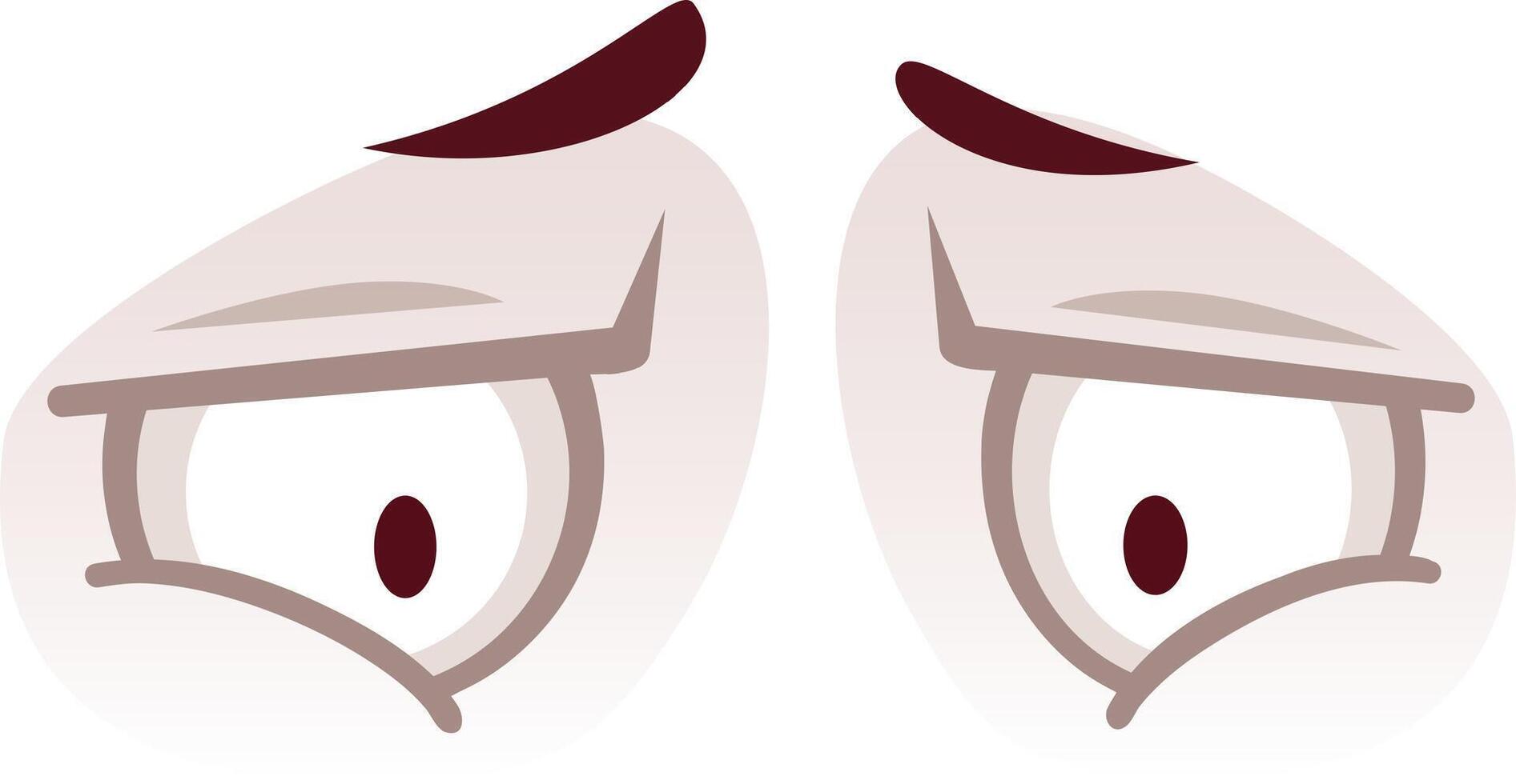 Cartoon illustration featuring a pair of suspicious eyes glancing sideways, expressing disapproval and distrust while conveying a sense of concern and worry vector