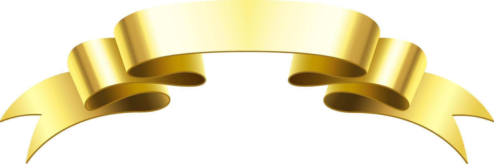 Golden, shiny ribbon gracefully waving across a white background, creating ample copy space for personalized text or design elements, perfect for celebrations and awards vector