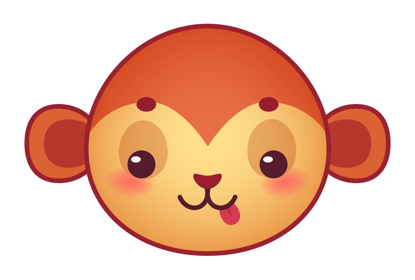 Cartoon monkey sticking its tongue out, playful and funny primate character with big eyes and rosy cheeks, ideal for children's books, games, or any project needing a touch of primate charm vector