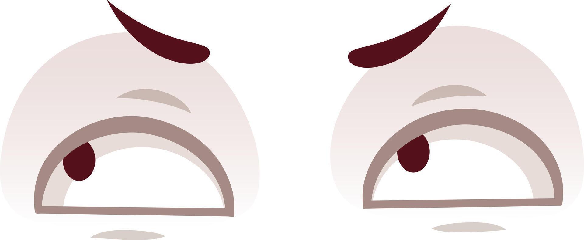 Cartoon eyes are gazing sideways with raised eyebrows, indicating suspicion, skepticism, distrust, or disapproval, conveying a sense of doubt and questioning vector