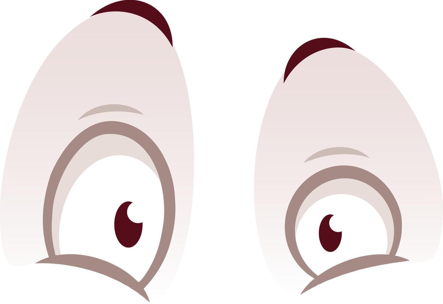 Pair of cartoon eyes expressing surprise and disbelief, featuring raised eyebrows and wide pupils, conveying a sense of astonishment and wonder vector