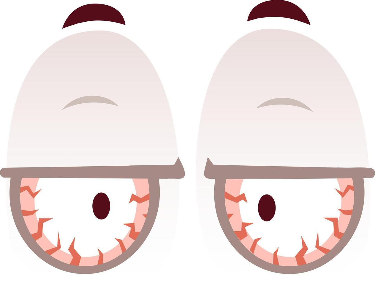 Cartoon bloodshot eyes with visible veins, expressing tiredness and exhaustion, possibly due to stress, lack of sleep, or illness, conveying a sense of fatigue and discomfort vector