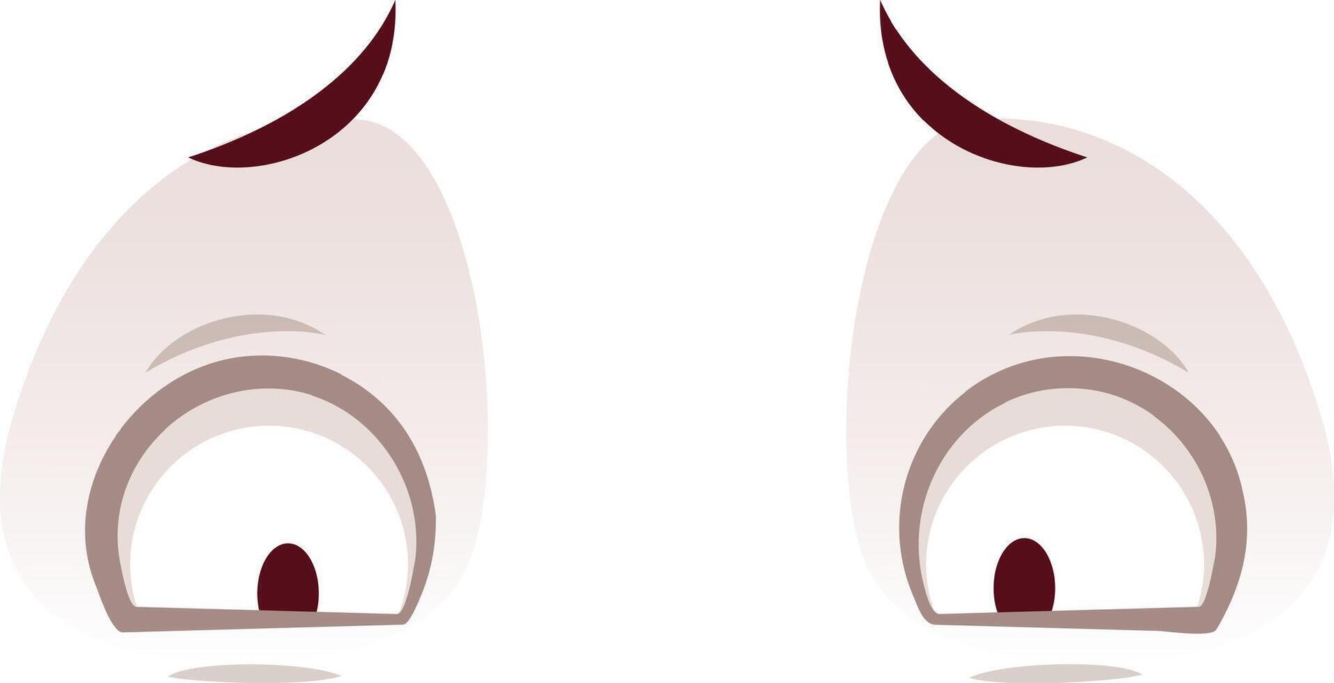 Cartoon eyes looking down with worried expression reflecting concern, anxiety or fear, creating a visual representation of uncertainty and apprehension vector