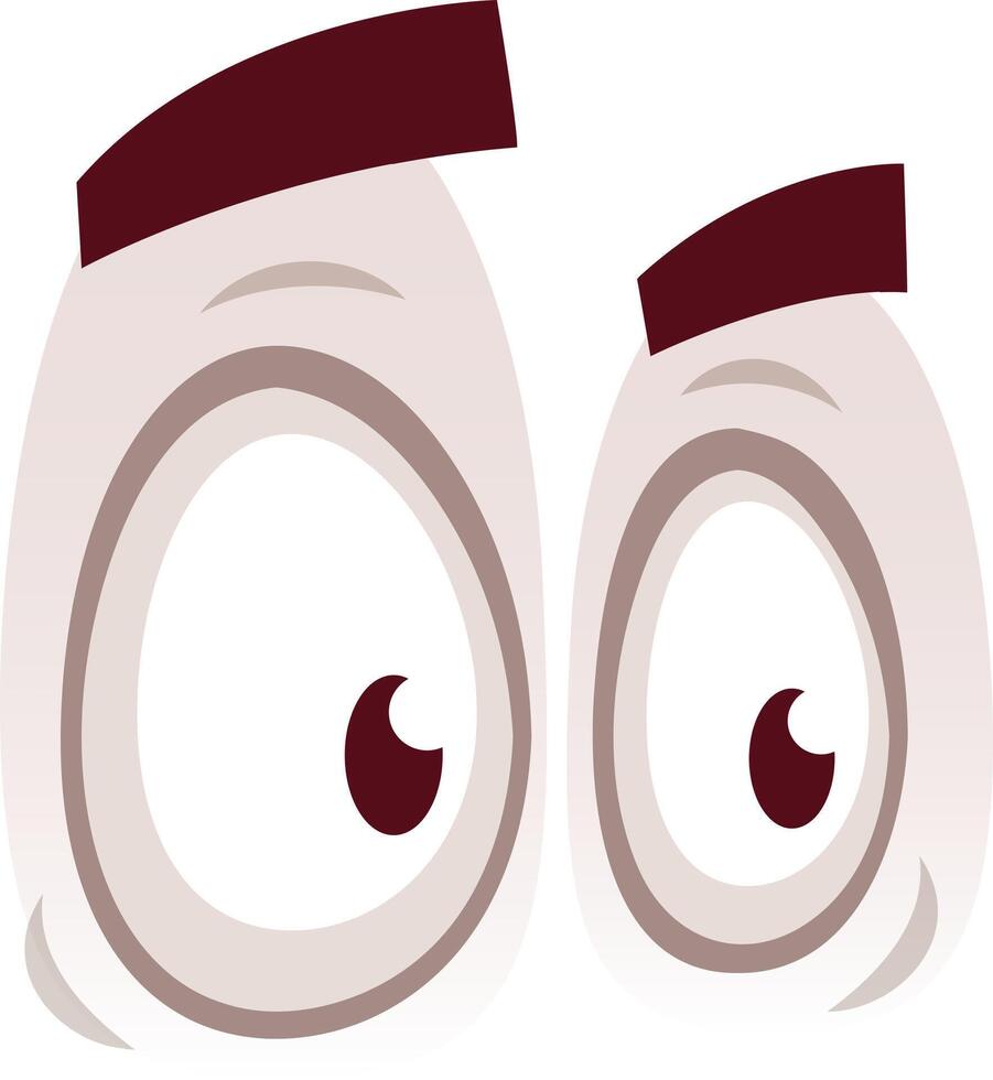 Cartoon eyes gazing sideways with slightly raised eyebrows, expressing curiosity, wonder, and a playful sense of suspicion, create an engaging and whimsical character vector