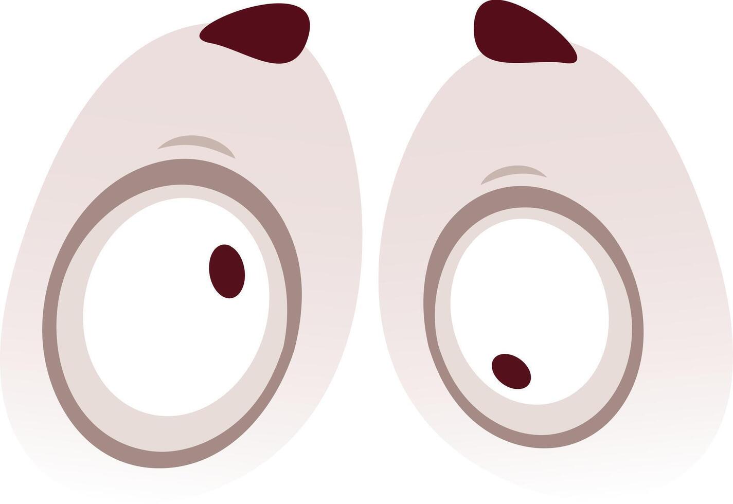 Cartoon eyes expressing surprise, featuring raised eyebrows and small pupils, vividly conveying feelings of astonishment and wonder with a playful, whimsical character vector
