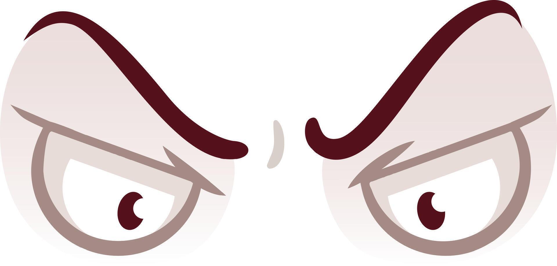 Cartoon eyes expressing anger and suspicion, glancing sideways with raised eyebrows, reflecting a strong sense of disapproval and deep skepticism in a humorous, exaggerated style vector