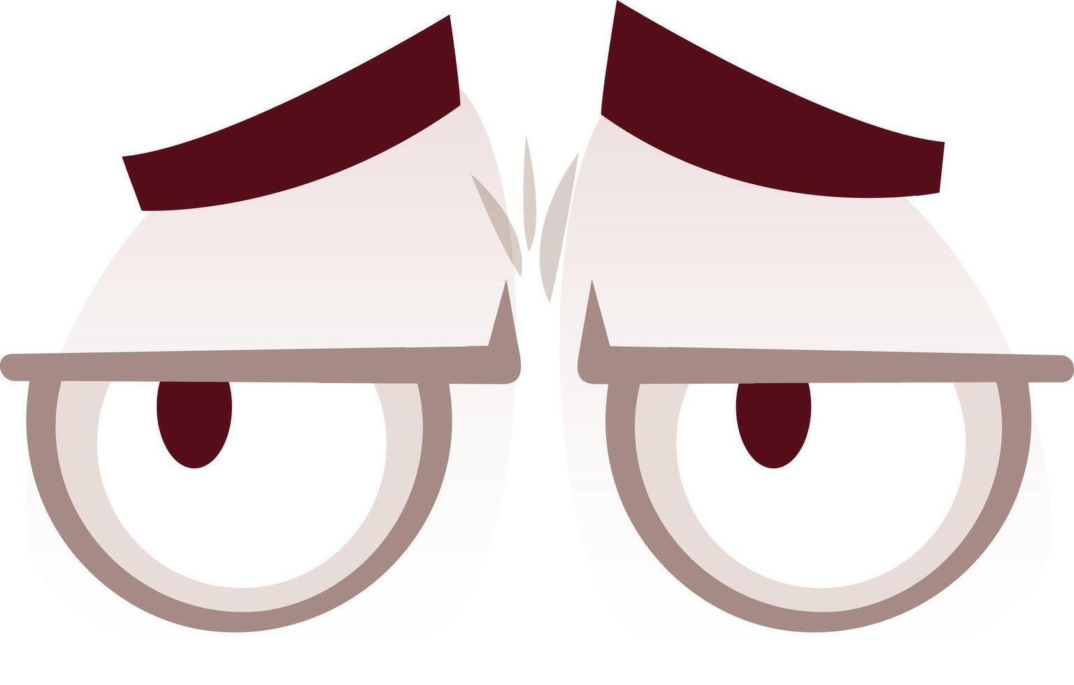 Suspicious cartoon eyes looking sideways with frowning eyebrows, expressing distrust, skepticism, and concern, creating a sense of unease and tension vector