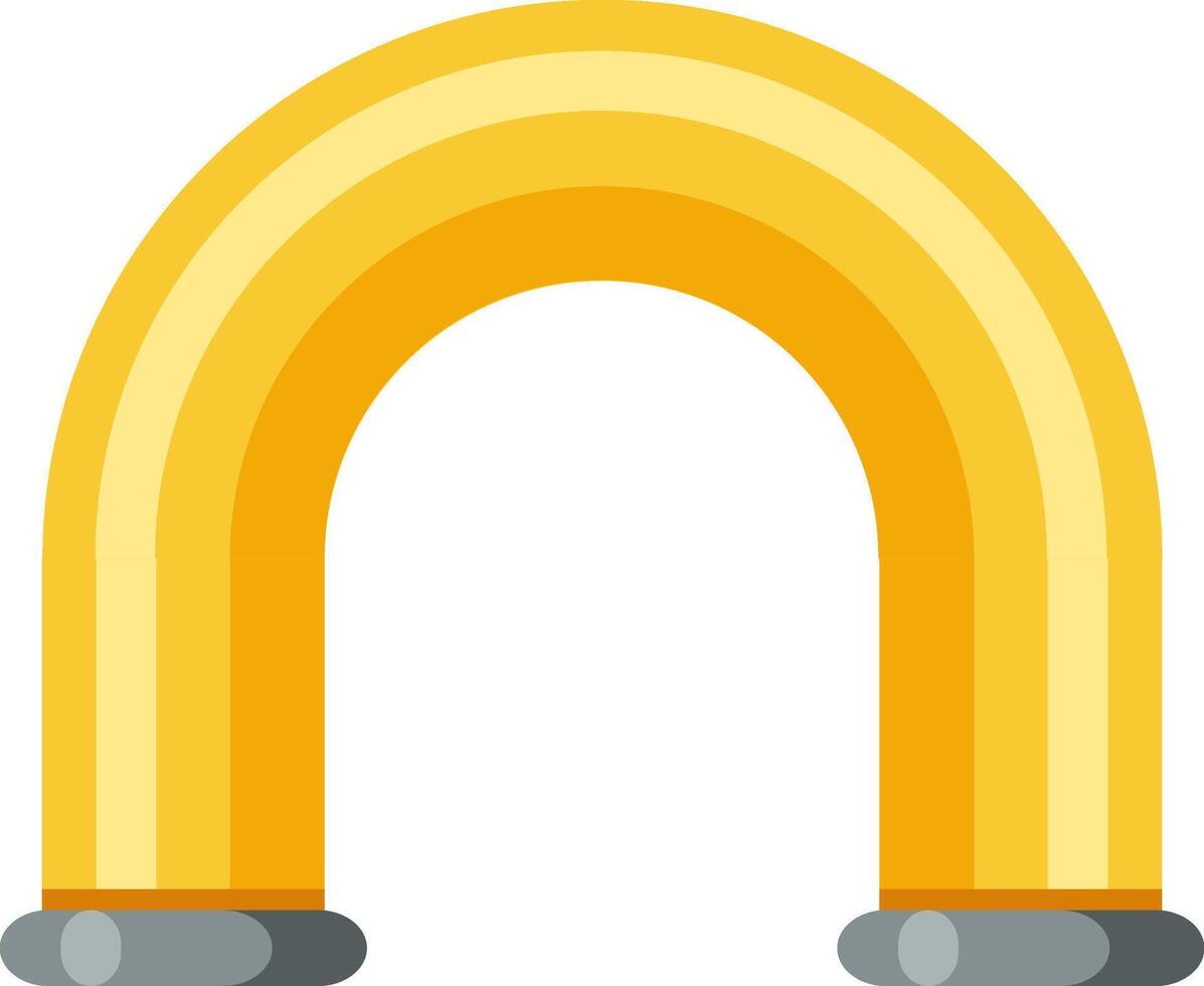 Inflatable golden arch featuring light stripes, positioned on gray bases, forming a welcoming passage against a clean white background, perfect for events and celebrations vector