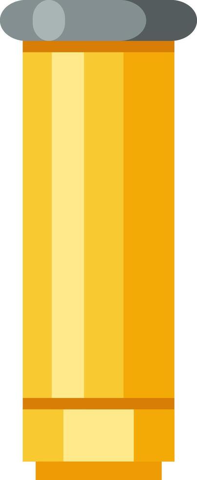 Simple flat illustration of a gold cylindrical object with a grey cap, potentially representing a cosmetic product like lipstick or mascara, or a battery cell, isolated on a white background vector