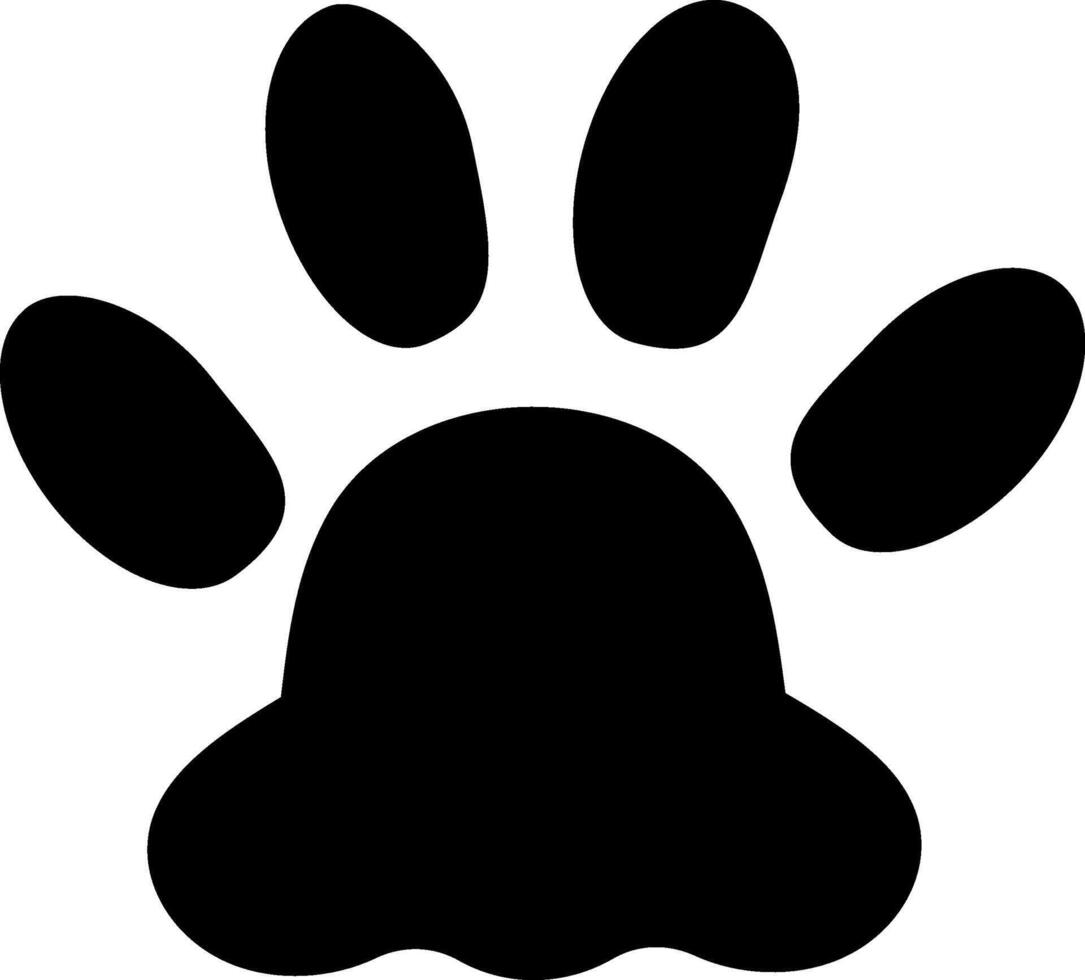 Simple black paw print with four toes and a pad, isolated on a white background, representing a concept related to animals, pets, or wildlife vector