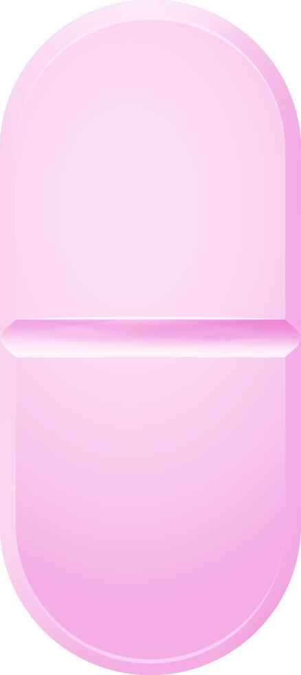 Pink medicine pill split in two perfectly equal halves by a horizontal line, creating a perfect symmetry, representing healthcare, medicine, and treatment vector