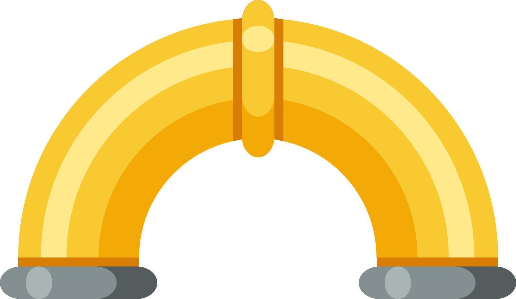 Curved golden pipe section seamlessly connecting two gray elements, suggesting a crucial link in a larger pipeline system for industrial applications vector