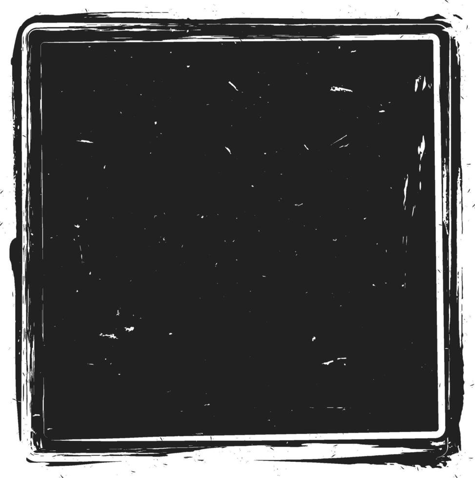 Black square grunge textured background with a white border framing an empty space, creating a vintage and distressed aesthetic, perfect for adding a touch of retro style to designs vector
