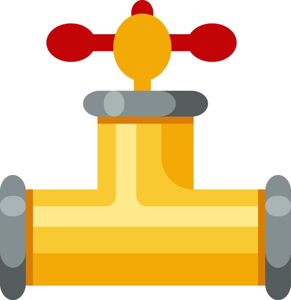 Yellow pipe with red valve regulating industrial process, gas, or water flow, ensuring efficient distribution and control in plumbing or factory systems vector