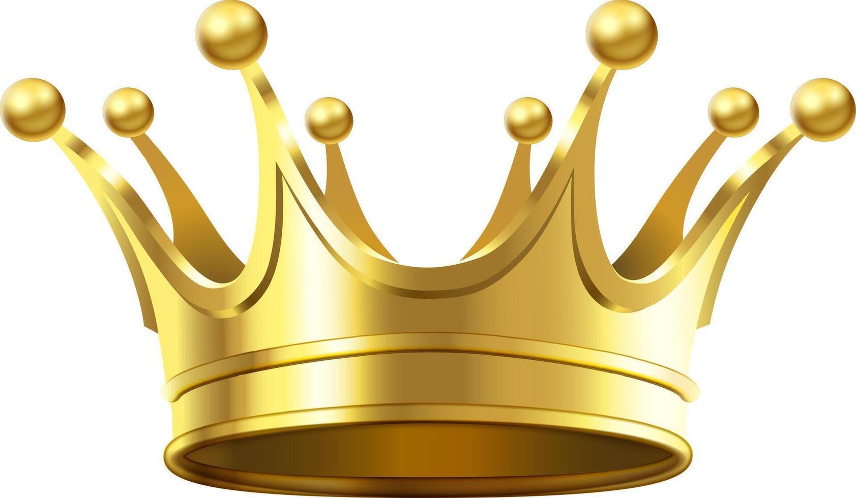 Golden royal crown with sophisticated details shining on white background, representing monarchy, authority, leadership, success, wealth, and achievement vector