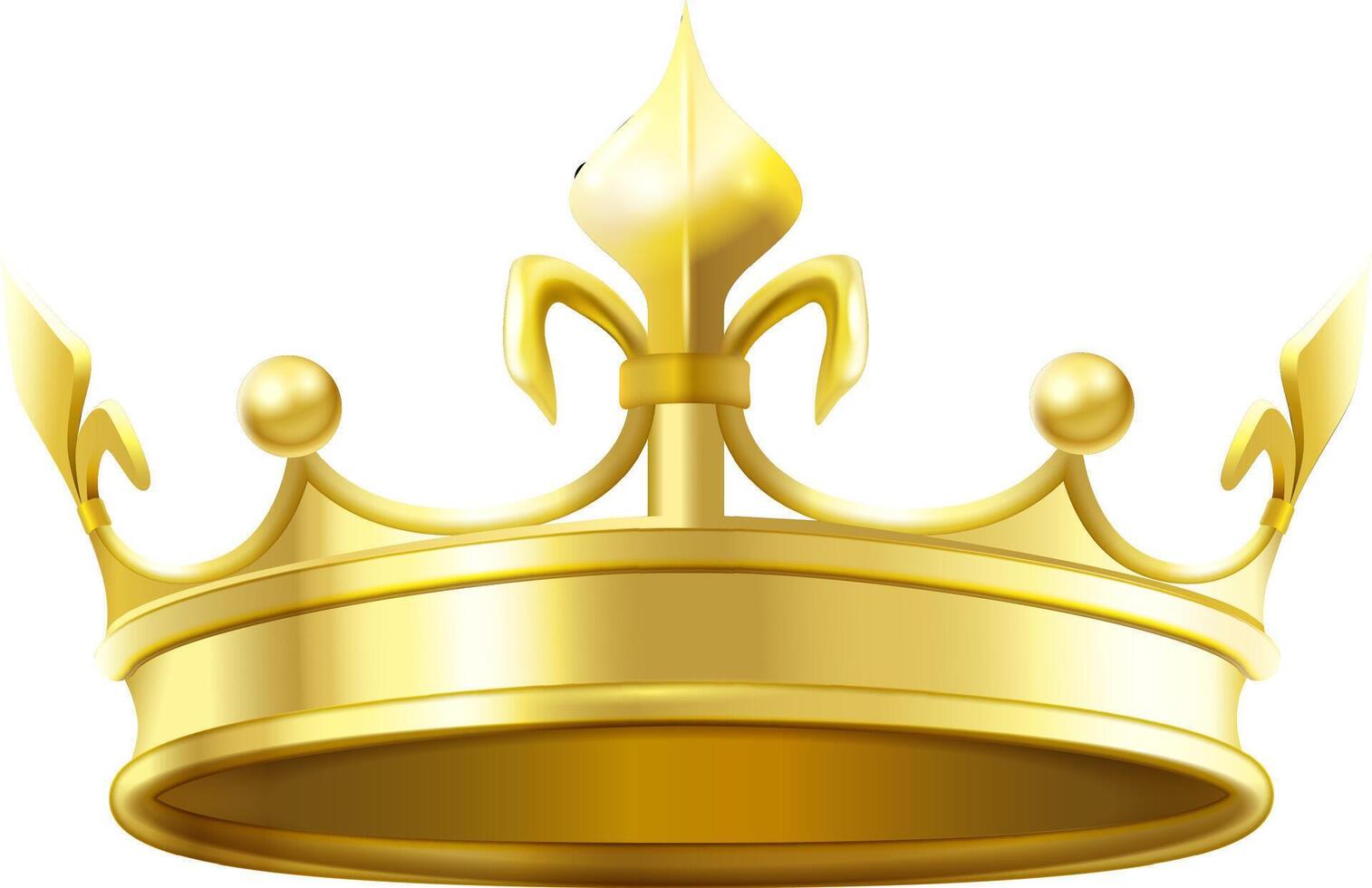 Golden royal crown adorned with fleur de lis and orbs symbolizes monarchy, luxury, power, authority, and the wealth and pride associated with success in a kingdom vector
