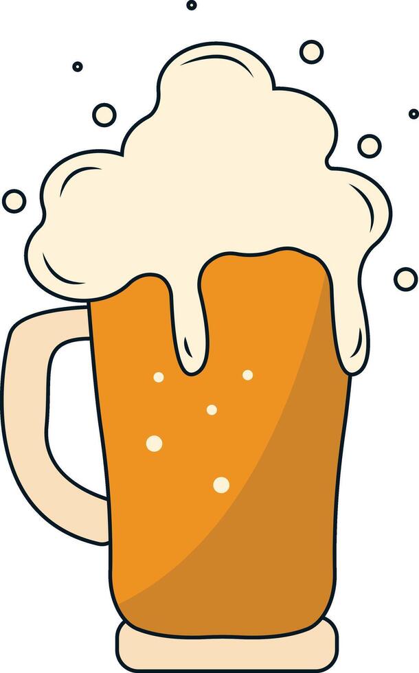 Illustration of beer in glass. Isolated on White Background. vector
