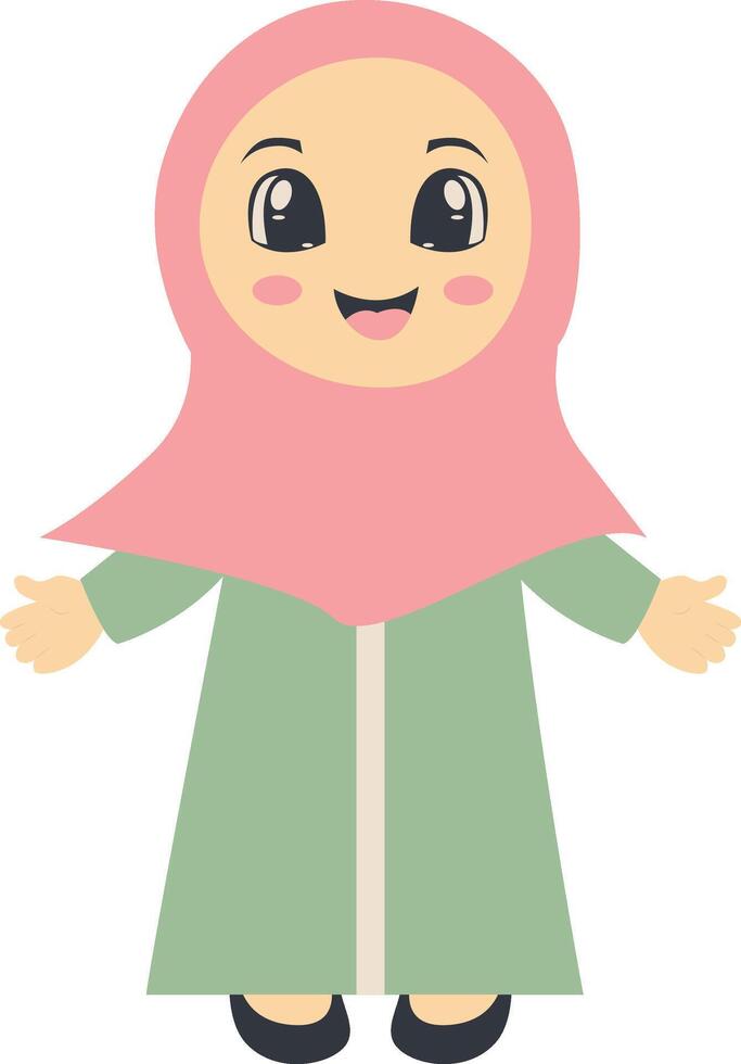 Cute Kids Muslim Character in Cartoon Design vector