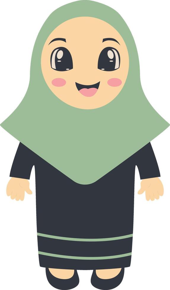 Cute Kids Muslim Character in Flat Design. vector