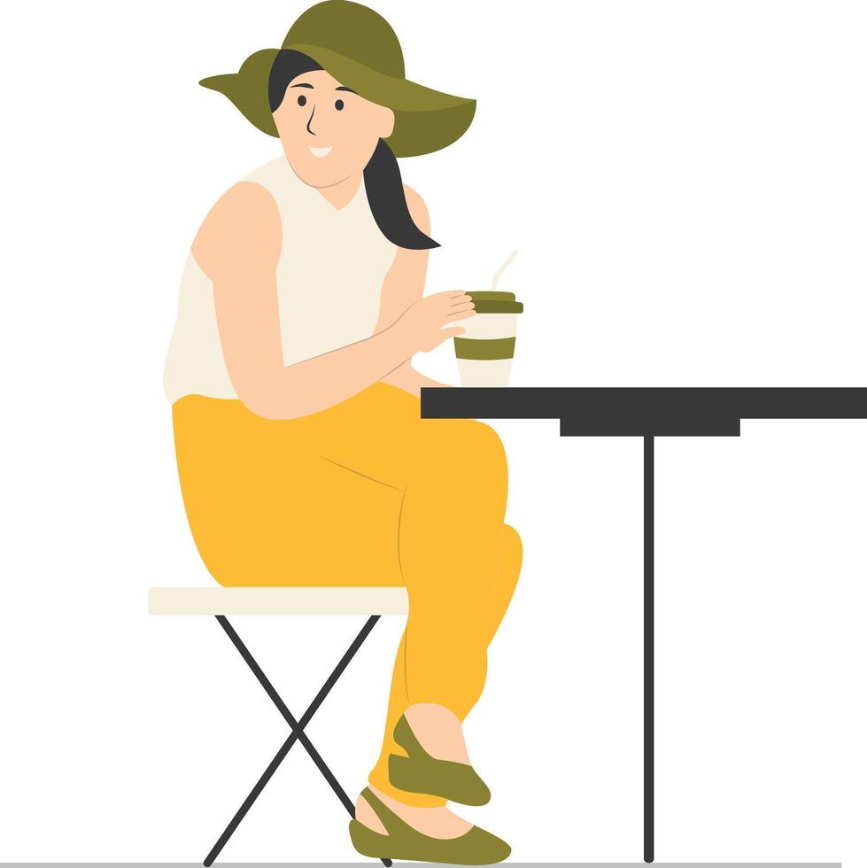 People Sitting at the Restaurant in Flat Design. vector