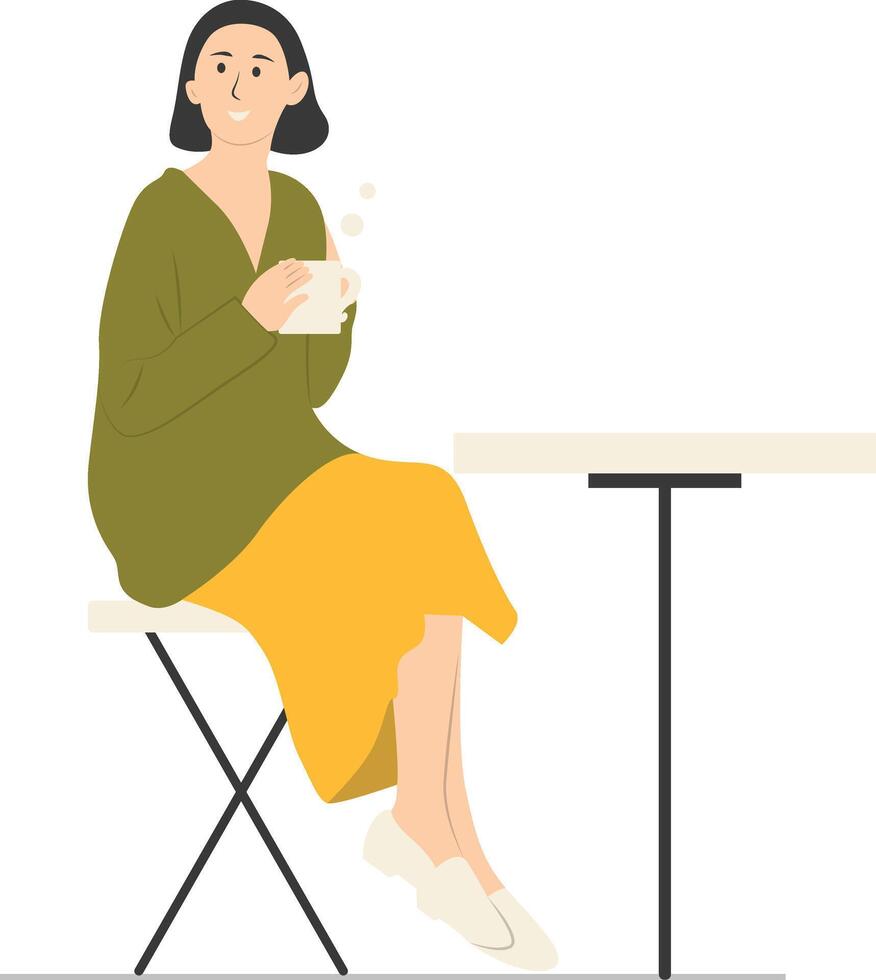 People Sitting at the Restaurant in Flat Design vector