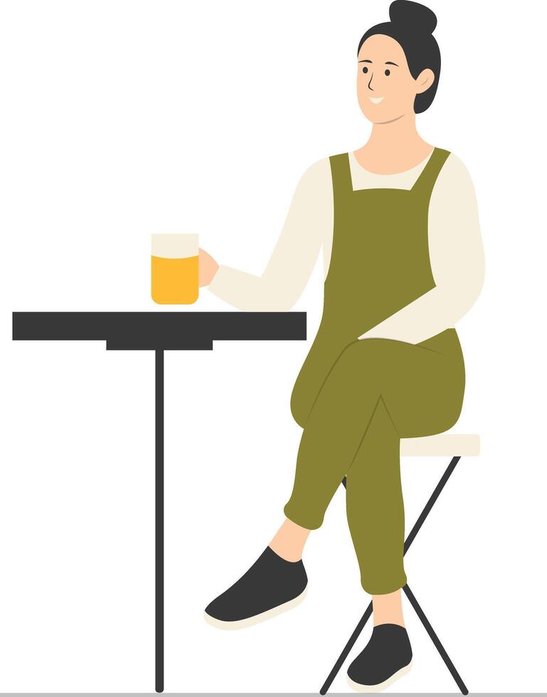 People Sitting at the Restaurant with Flat Design vector