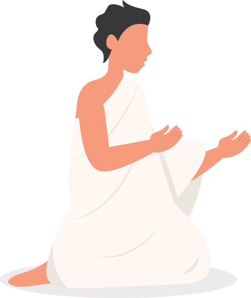 Islamic Hajj Pilgrims Illustration with Flat Cartoon Design. vector
