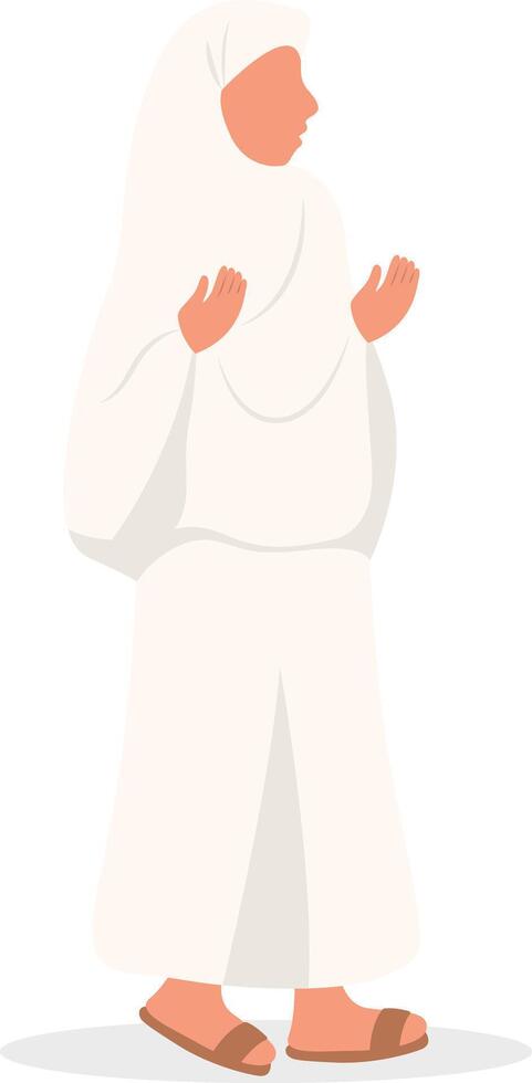 Islamic Hajj Pilgrims Illustration in Flat Cartoon Design vector