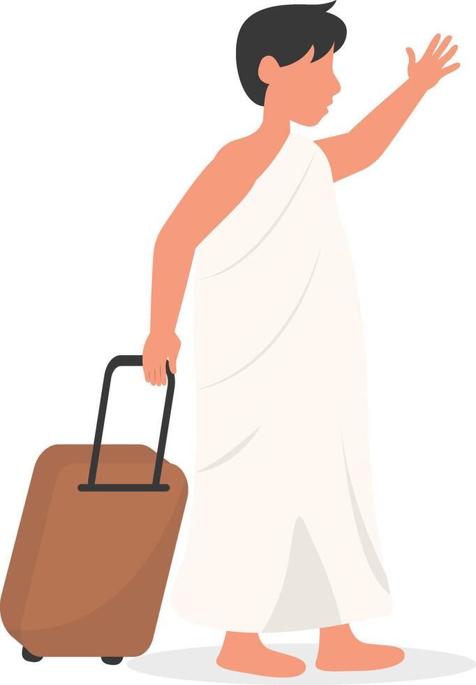 Islamic Hajj Pilgrims Illustration on White Background. vector