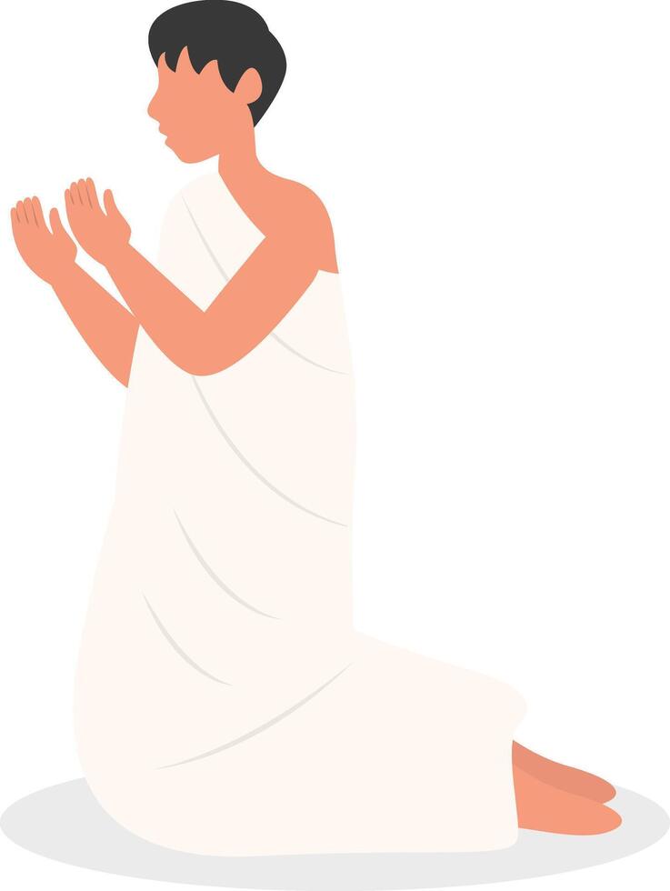 Islamic Hajj Pilgrims Illustration in Flat Design vector