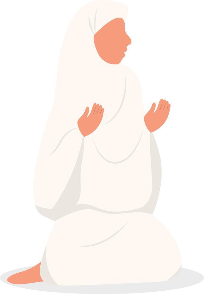 Islamic Hajj Pilgrims Illustration in Flat Cartoon Design. vector