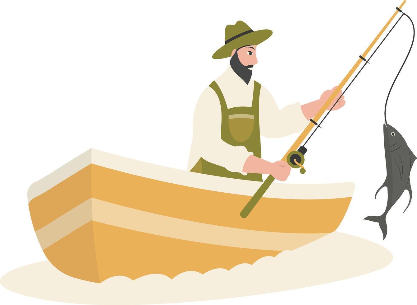 Fisherman Character Illustration in Flat Design vector
