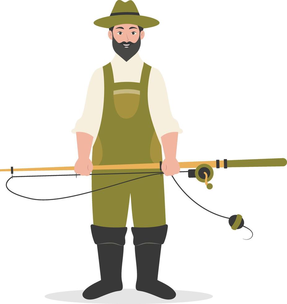 Fisherman Character Illustration with Cartoon Style vector