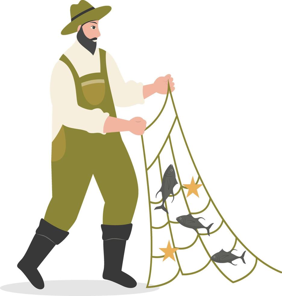 Fisherman Character Illustration vector