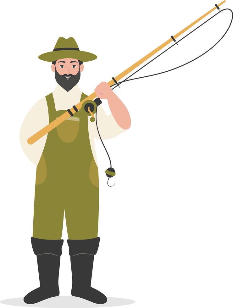 Fisherman Character Illustration in Cartoon Shape. vector