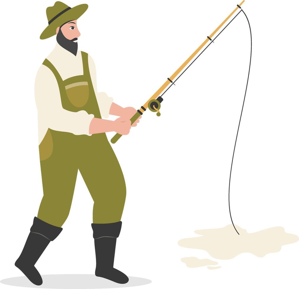 Fisherman Character Illustration in Cartoon Shape vector
