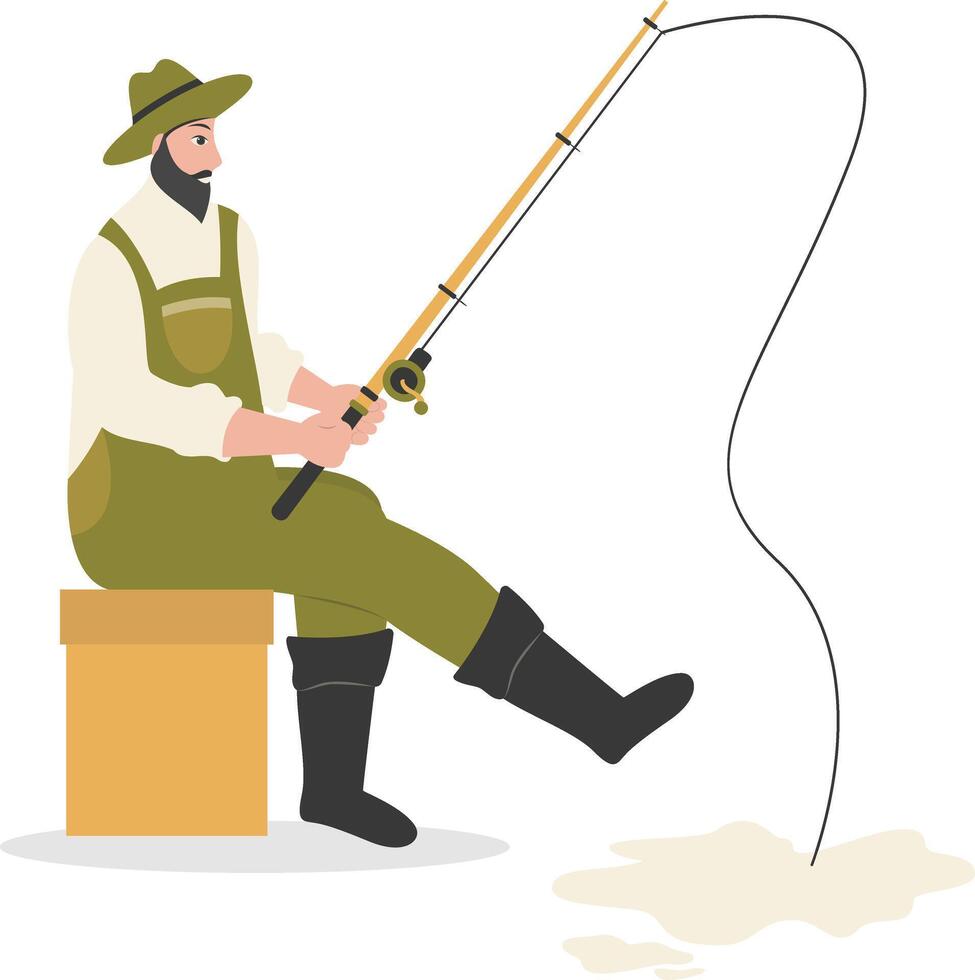 Fisherman Character Illustration with Cartoon Shape vector
