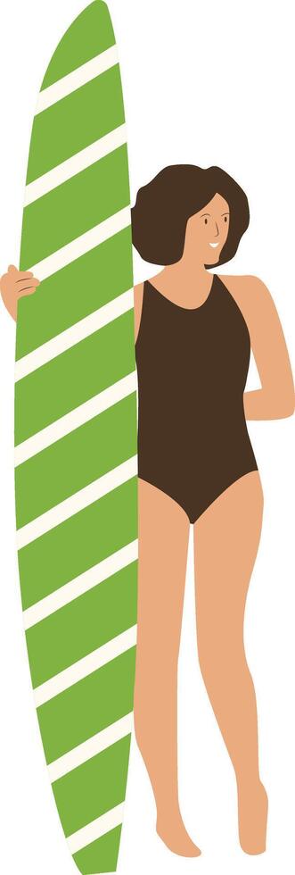 Illustration of Woman Surfing Isolated on White Background vector