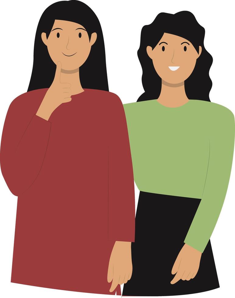Girl Friendship Illustration on White Background vector