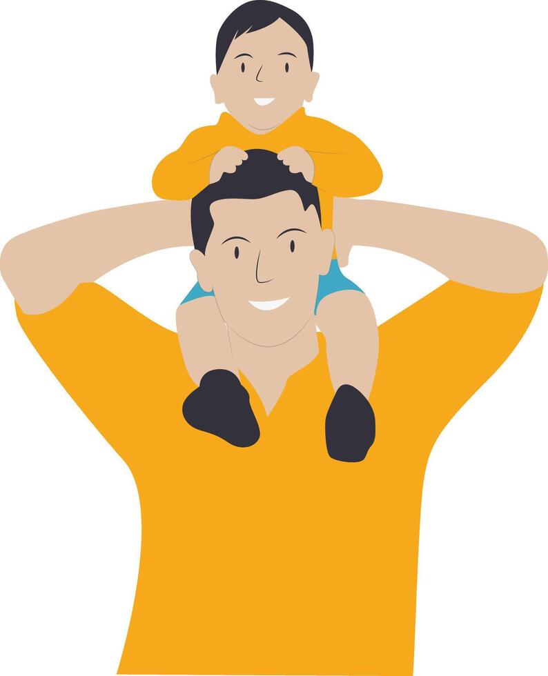 Dad and Son Character with Flat Design. vector