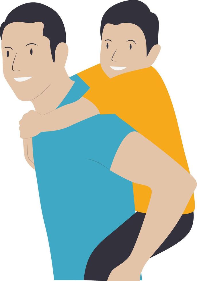 Dad and Son Character with Cartoon Design vector